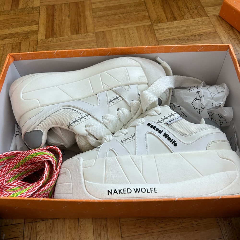Naked Wolfe White Slider Sneakers